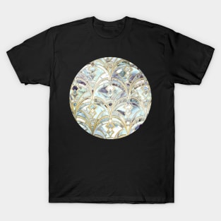 Pale Bright Mint and Sage Art Deco Marbling T-Shirt